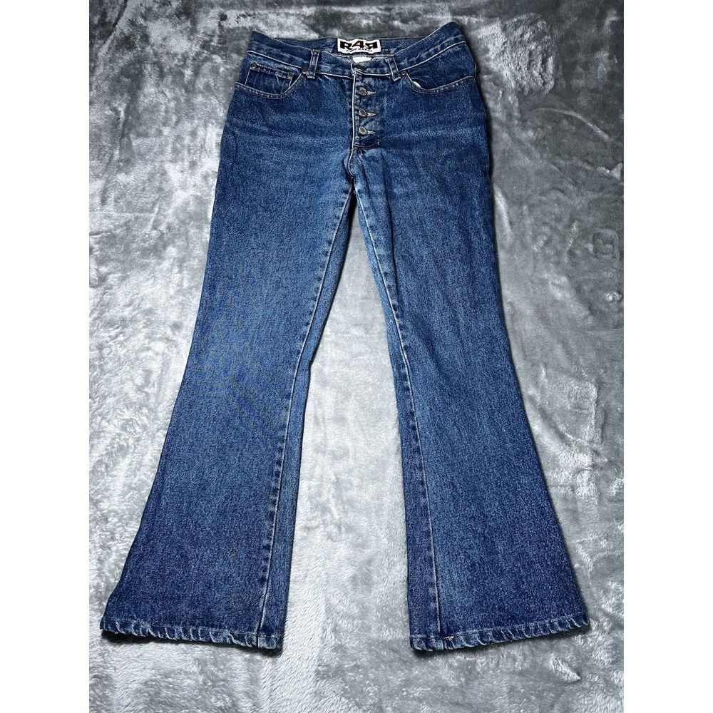 Rave 4 Real Jeans Size 28x28 Low Rise Flare Leg Blue Y2K Vintage Made In USA VTG